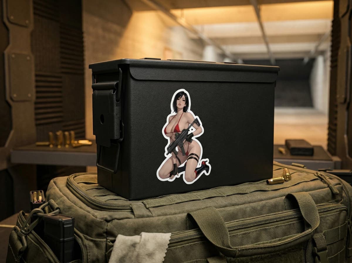 Crimson MPX Spy Girl Sticker | Tactical Anime Waifu Vinyl Decal (Kiss Cut)