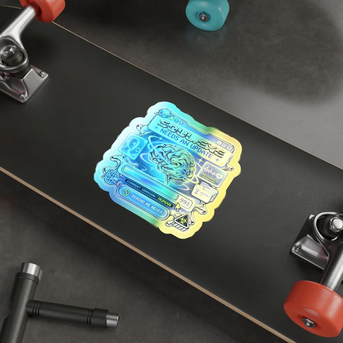 Soul.exe Needs an Update Holographic Sticker | Y2K Cyberpunk Decal