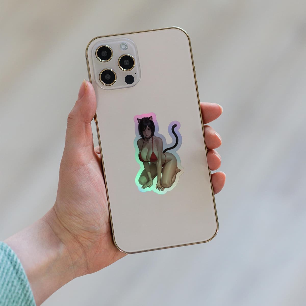 Crimson Catgirl Holographic stickers