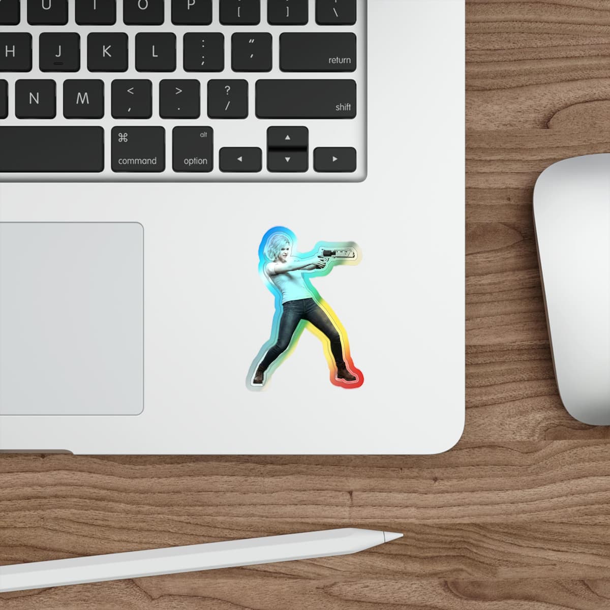 Survivor Girl Requiem Bracing Holographic Sticker | RE9 Big Gun Meme Holo Decal