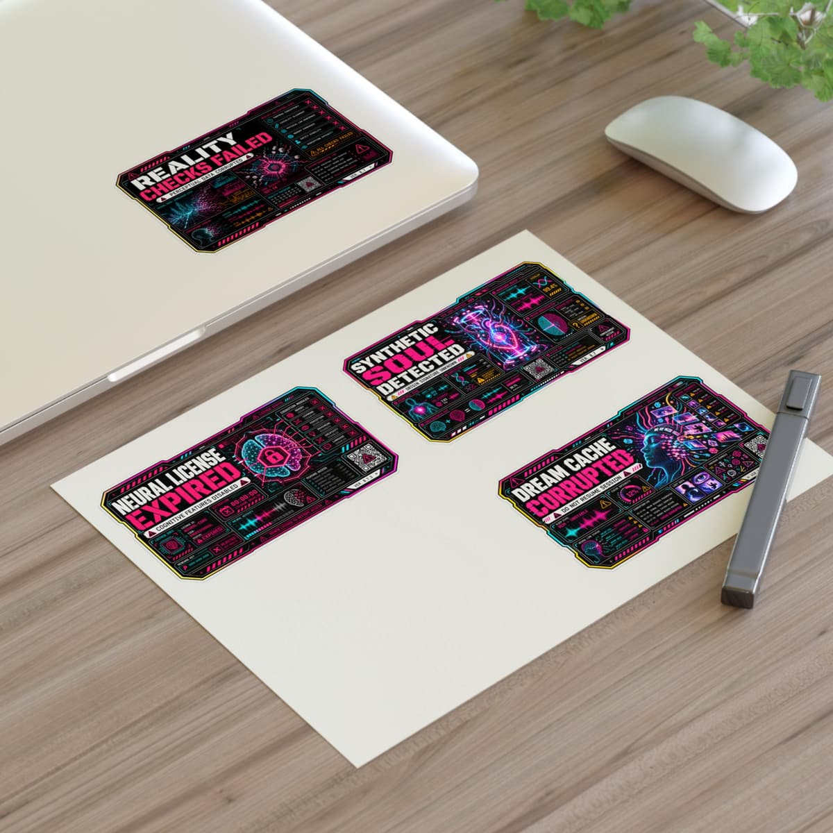 AI System Failure Sticker Pack | Cyberpunk Warning Label Sheet