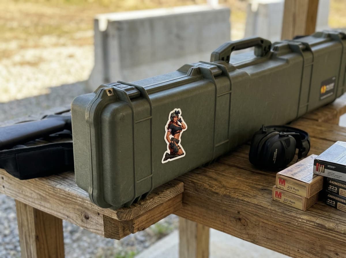 Tactical Girl Kneeling Operator Sticker | Crop Top Military Vinyl Decal (Kiss Cut)