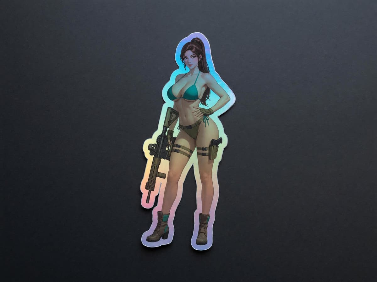 Explorer Bikini AR-15 Holographic Sticker | Treasure Hunter Iridescent Vinyl Decal