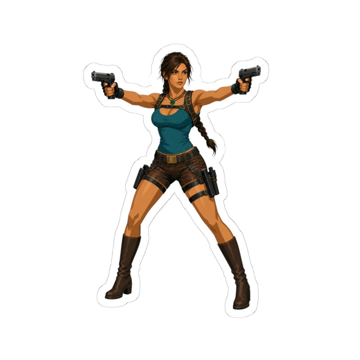Explorer Comic Dual Pistol Sticker | Treasure Hunter Vinyl Decal