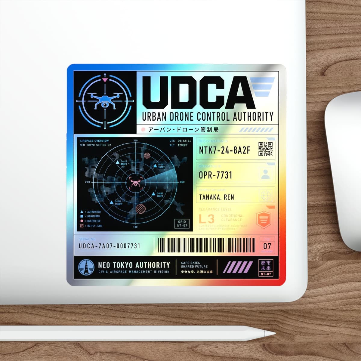 Urban Drone Control Authority Holographic Sticker
