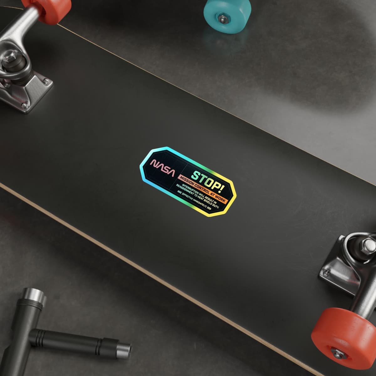 NASA Mission Control Warning Holographic Sticker | Space Humor Vinyl Decal