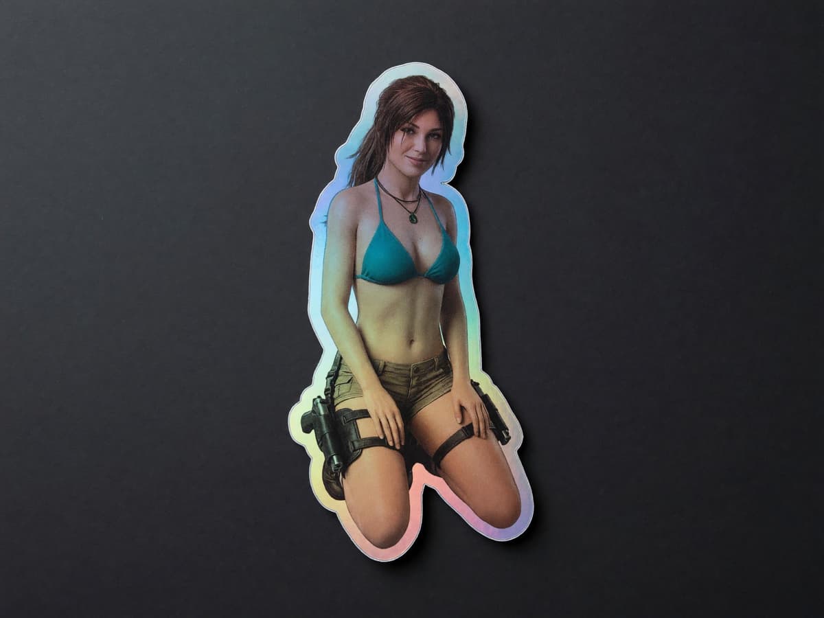Explorer Bikini Dual Pistol Holographic Sticker | Treasure Hunter Iridescent Vinyl Decal