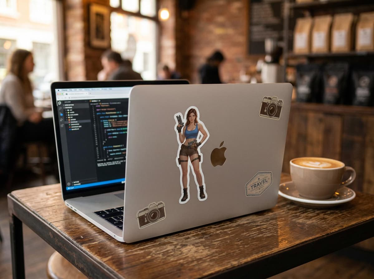 Treasure Hunter Dual Pistol Sticker | Adventure Girl Thigh Holster Vinyl Decal (Kiss Cut)