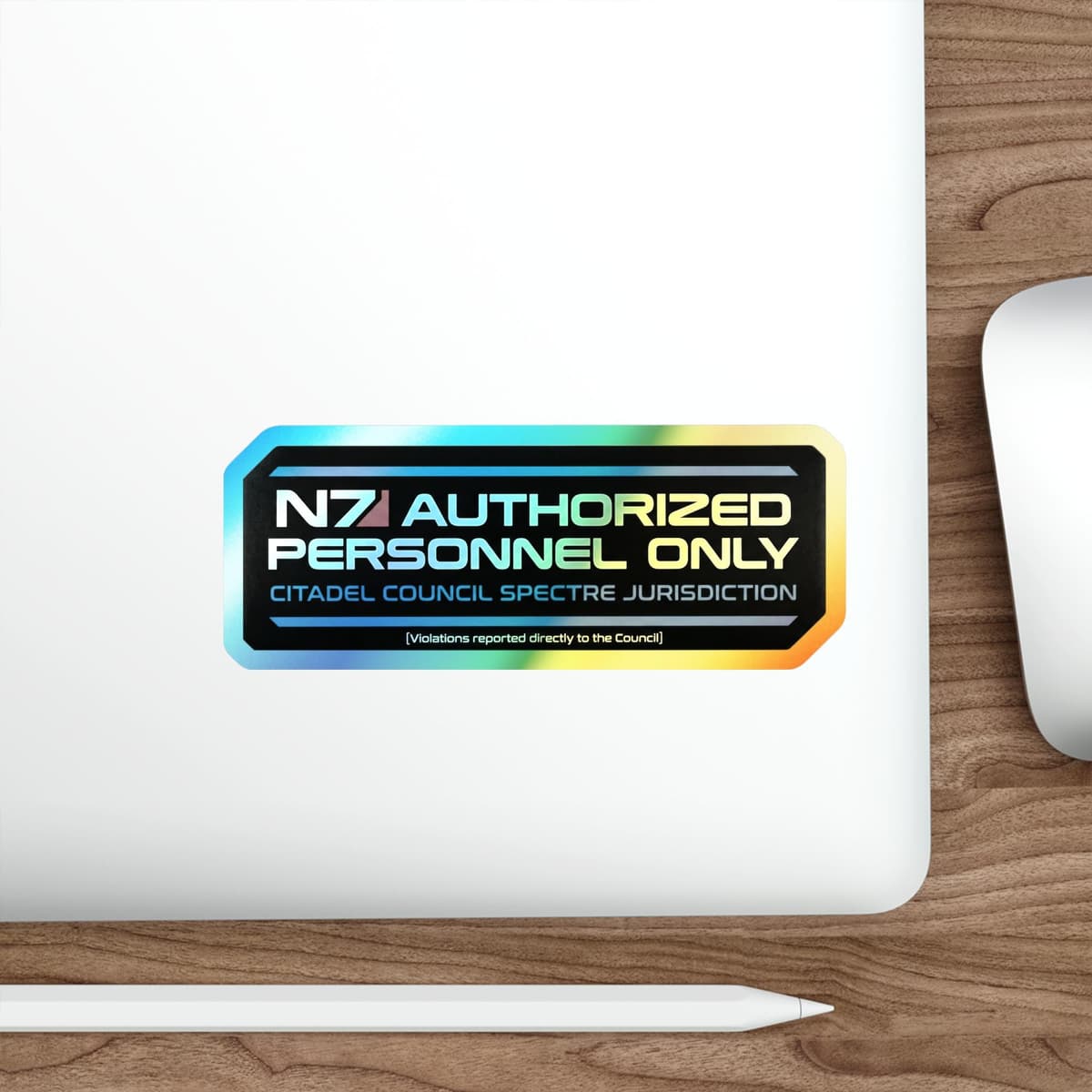 N7 Authorized Personnel Only Holographic Sticker | Spectre Warning Sign Decal
