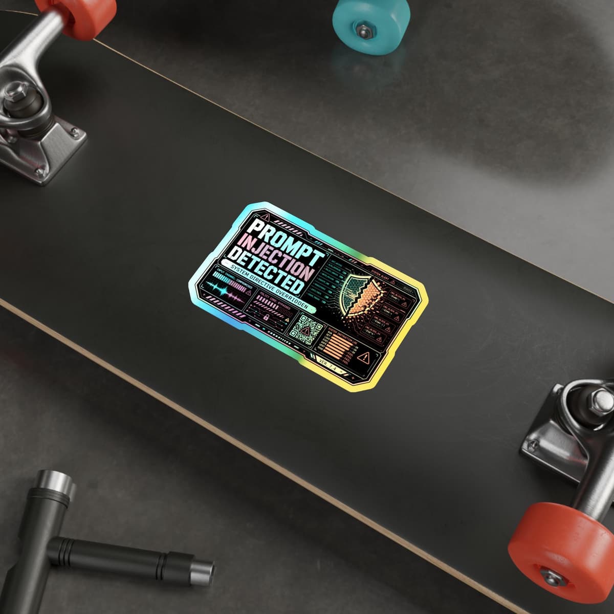 Prompt Injection Detected Holographic Sticker | Cyberpunk AI Warning Decal