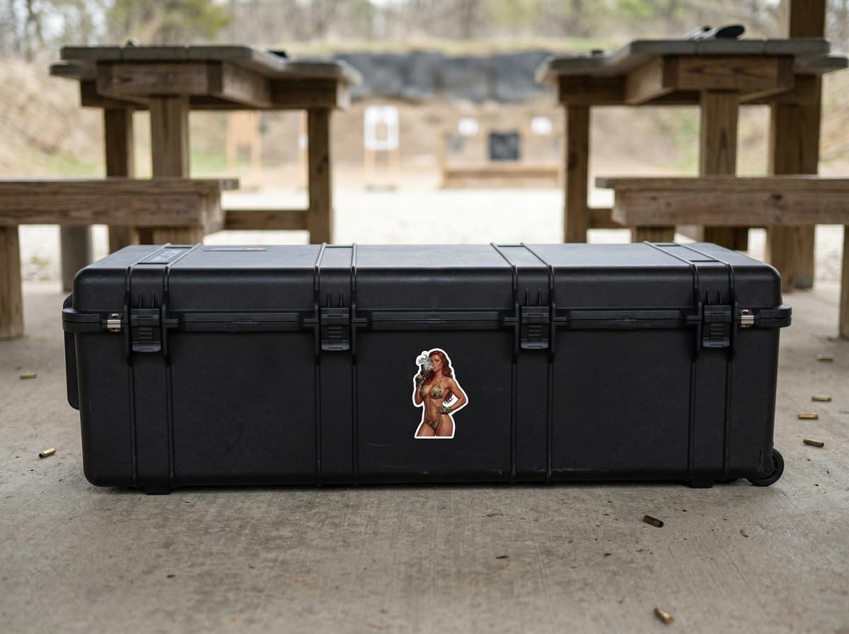 Tactical Girl Smoking Pistol Sticker | Camo Bikini Operator Vinyl Decal (Kiss Cut)