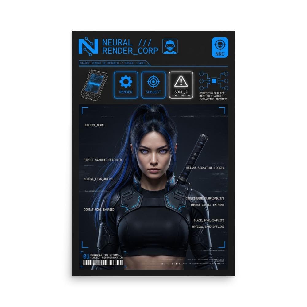 Neon Street Samuri Cyberpunk Poster