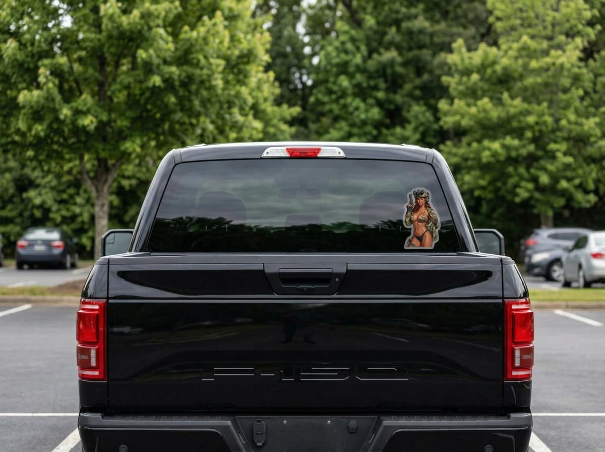 Tactical Girl Operator Bikini Sticker | Military Pin-Up Vinyl Decal (Kiss Cut)
