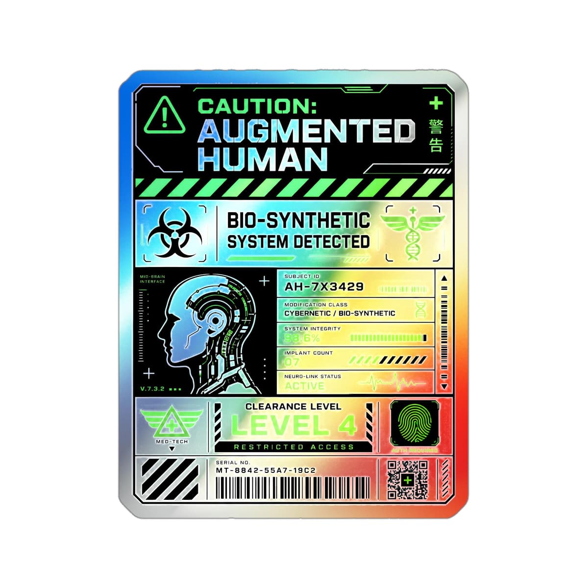 Augmented Human Bio-Synthetic Holographic Sticker