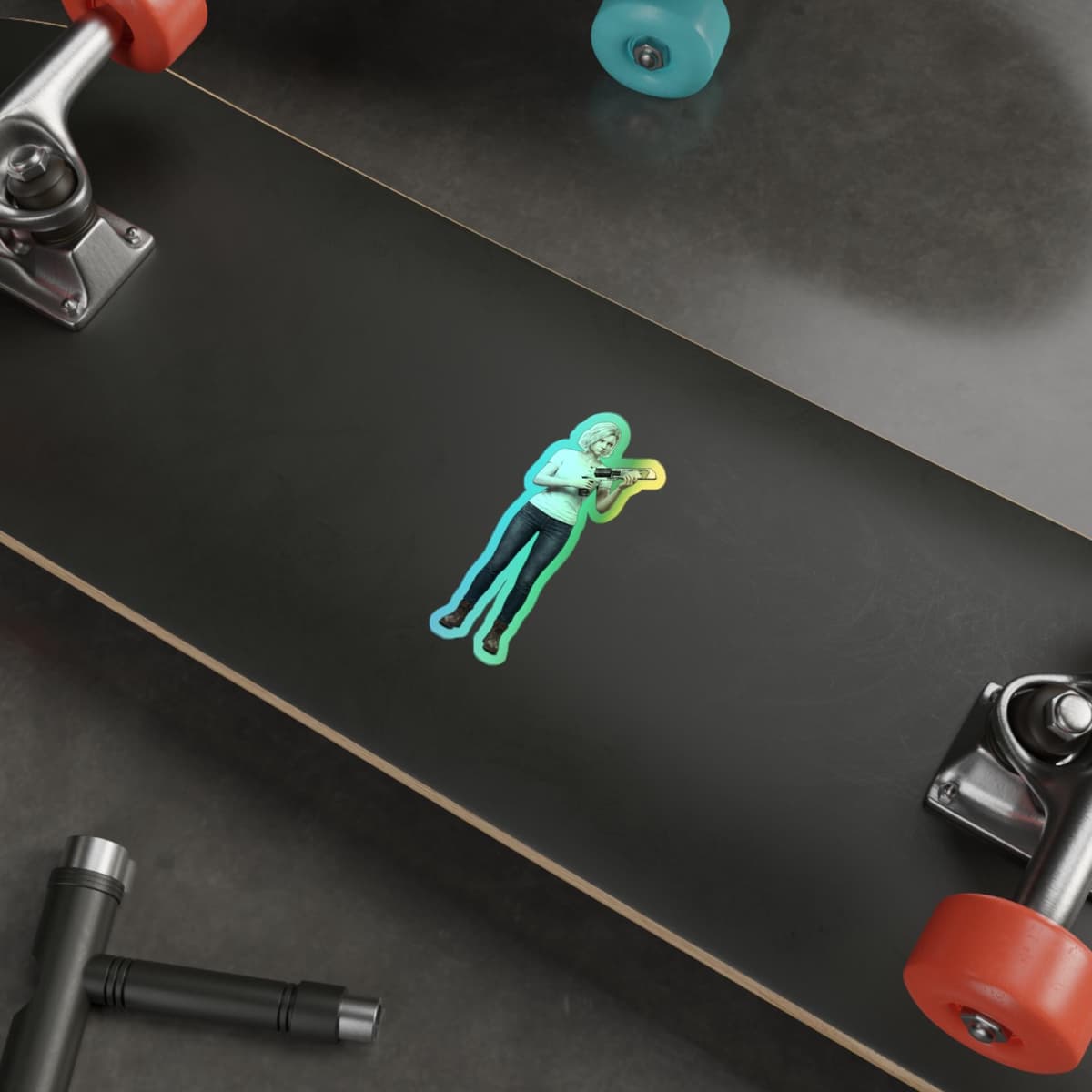 Survivor Girl Requiem Skeptical Holographic Sticker | RE9 Big Gun Meme Holo Decal