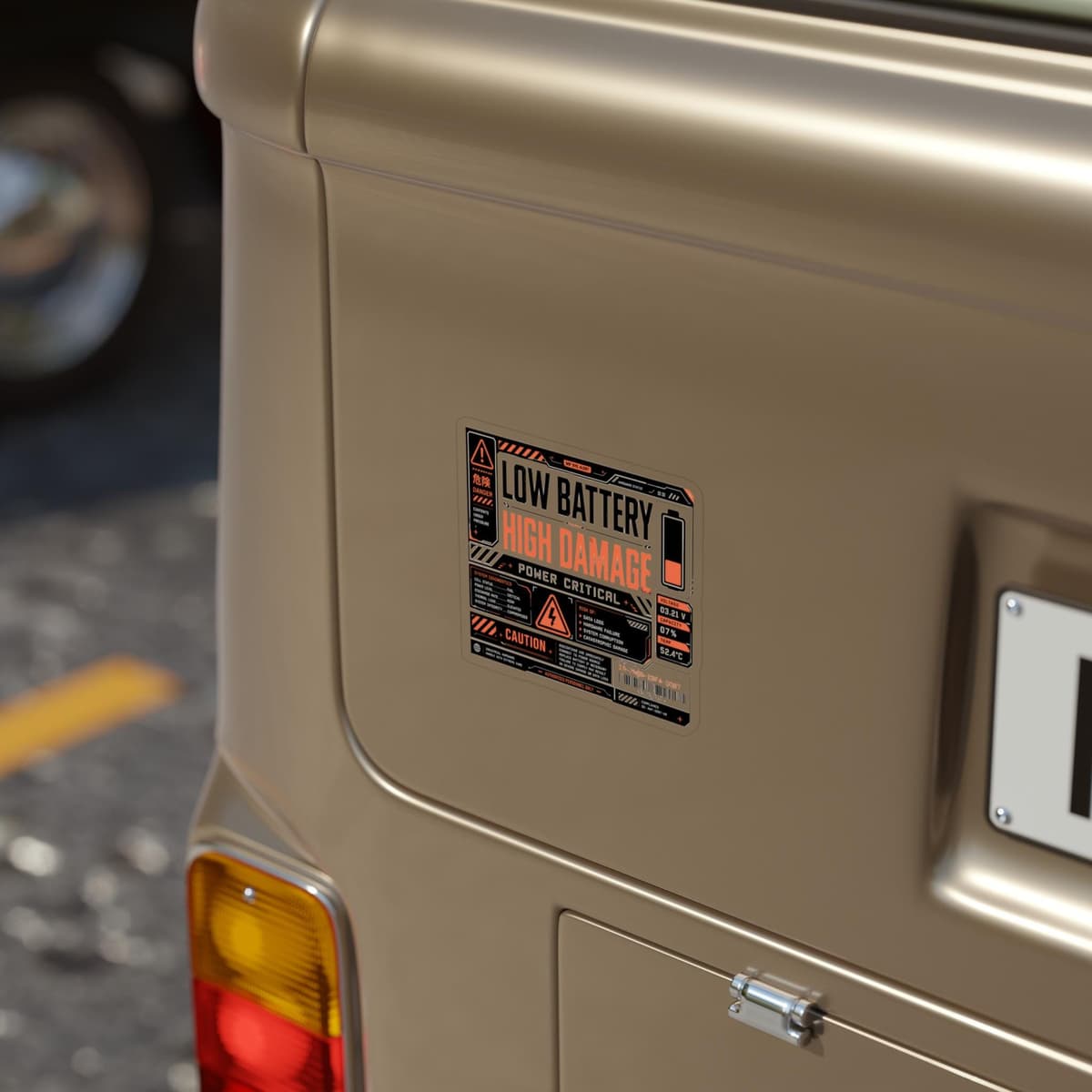 Low Battery High Damage Warning Transparent Sticker