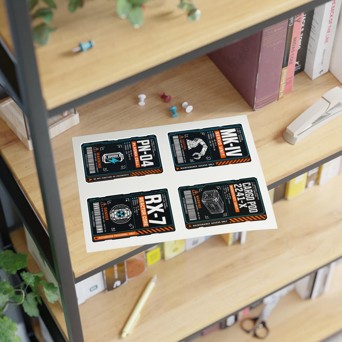 Sci-Fi Industrial Decal Sticker Pack | Equipment Tag Sheet