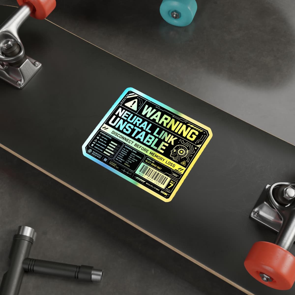 Neural Link Unstable Warning Holographic Sticker