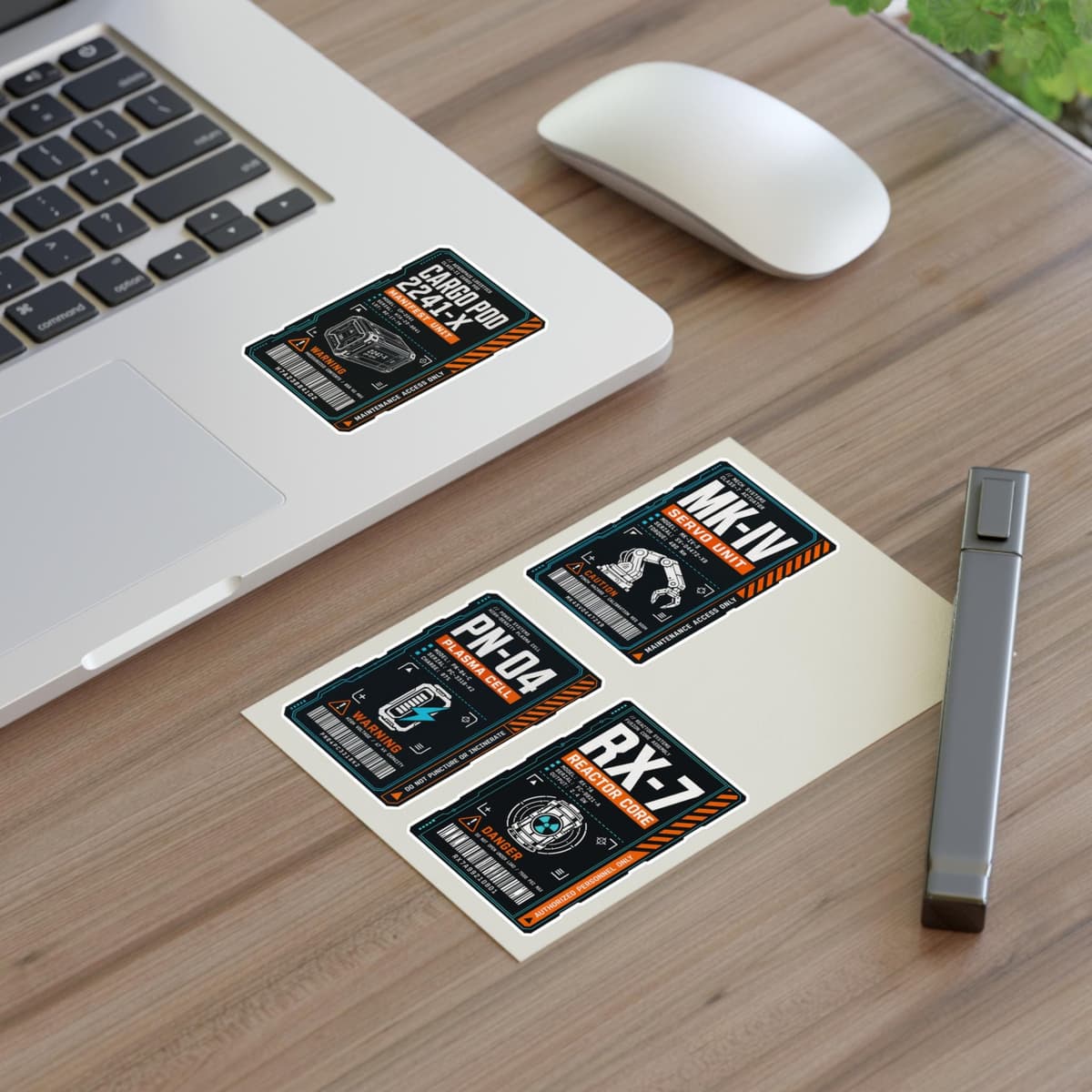 Sci-Fi Industrial Decal Sticker Pack | Equipment Tag Sheet