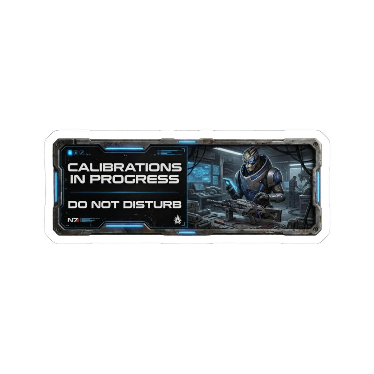 Garrus Calibrations In Progress Sticker | Turian Sci-Fi Gamer Decal