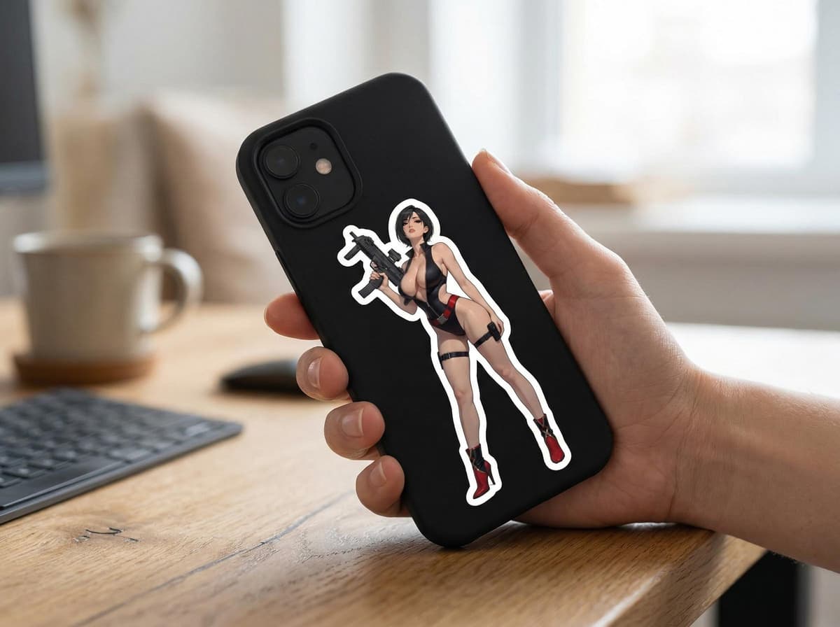 Crimson MP7 Spy Girl Sticker | Tactical Anime Waifu Vinyl Decal (Kiss Cut)