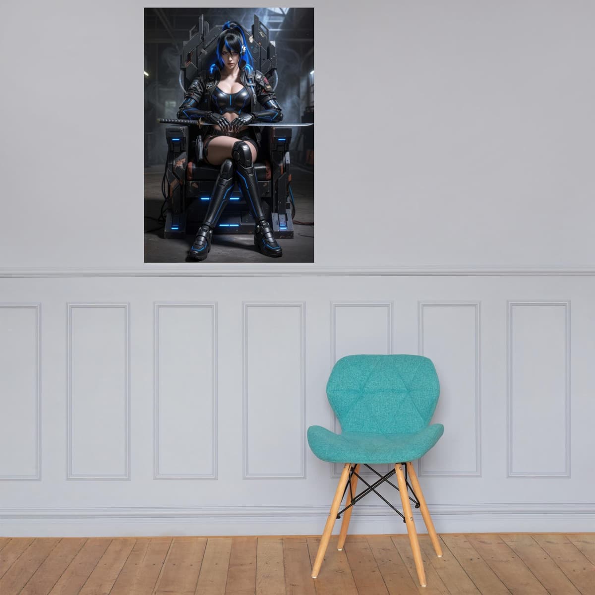 Neon Throne Sci-Fi Pin Up Poster