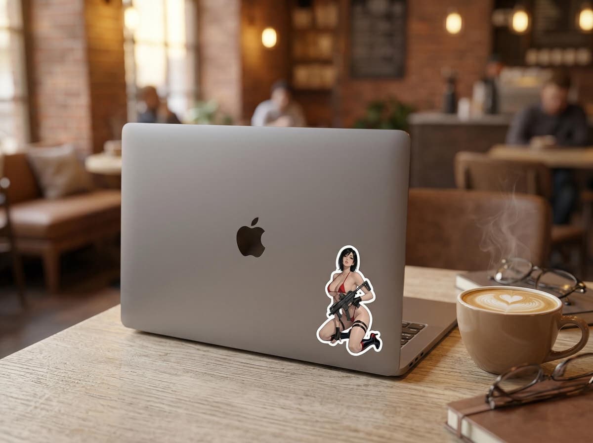 Crimson MPX Spy Girl Sticker | Tactical Anime Waifu Vinyl Decal (Kiss Cut)