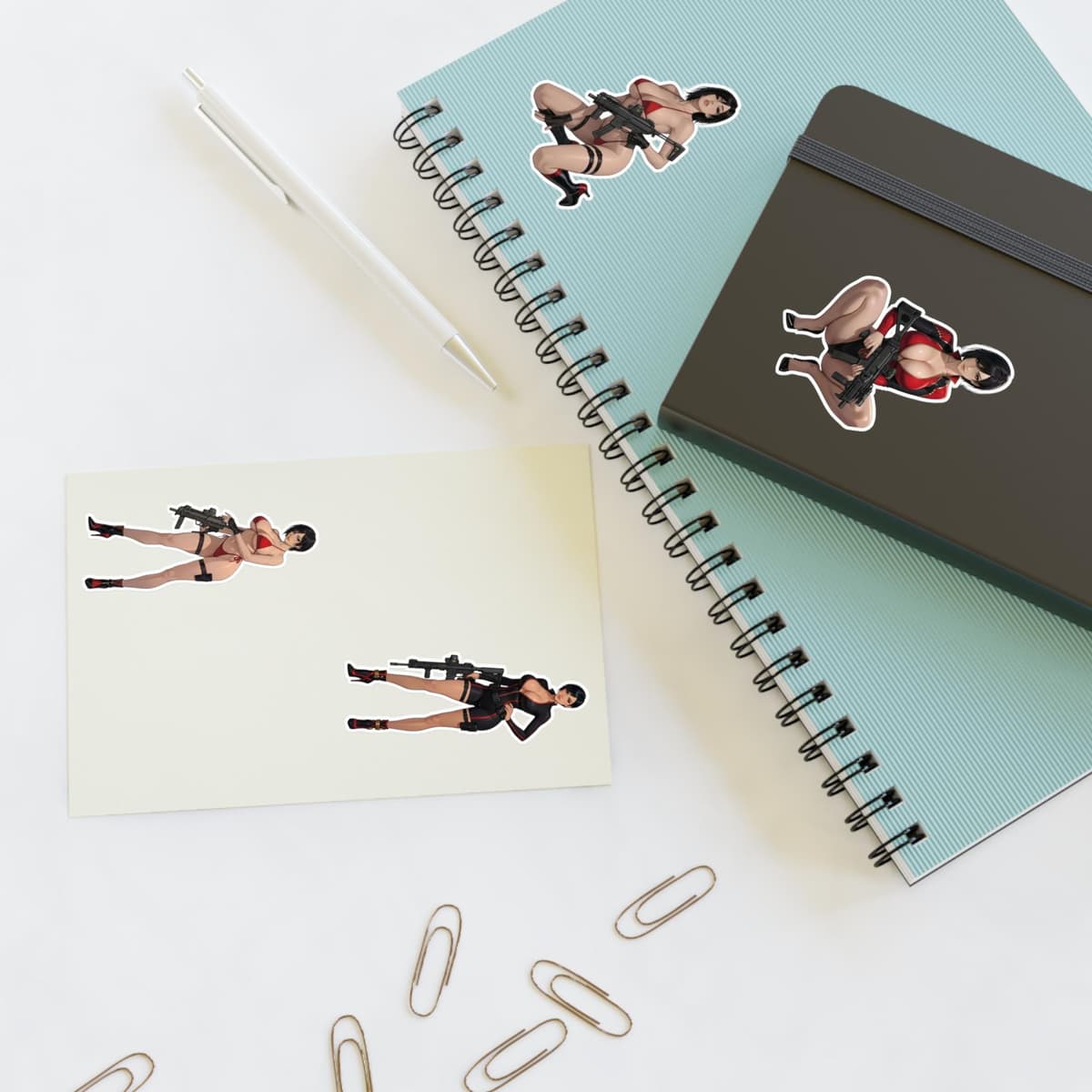 Crimson Spy Girl Holographic Sticker Sheet | Femme Fatale Vinyl Decal Pack