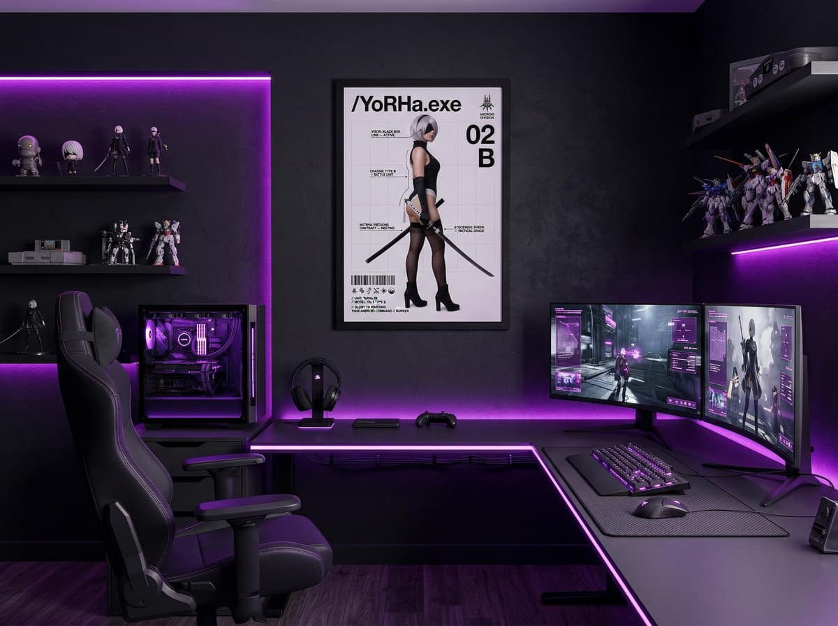 2B Battle Unit Poster | Android Warrior Sci-Fi Dossier Wall Art (Matte Print)