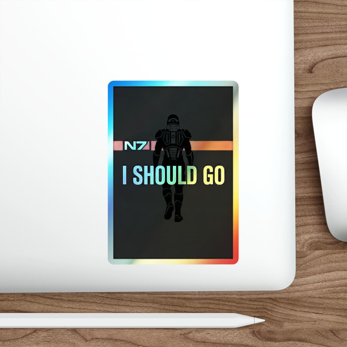 Shepard "I Should Go" Holographic Sticker | N7 Meme Waterproof Sci-Fi Decal