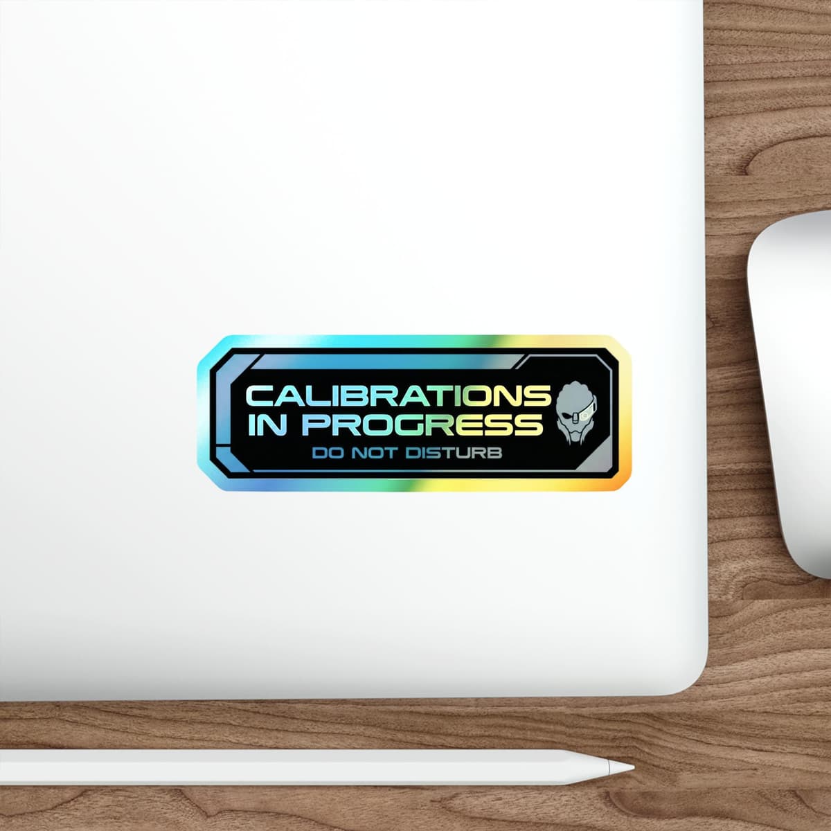 Calibrations In Progress Holographic Sticker | Garrus Turian Sci-Fi Vinyl Decal