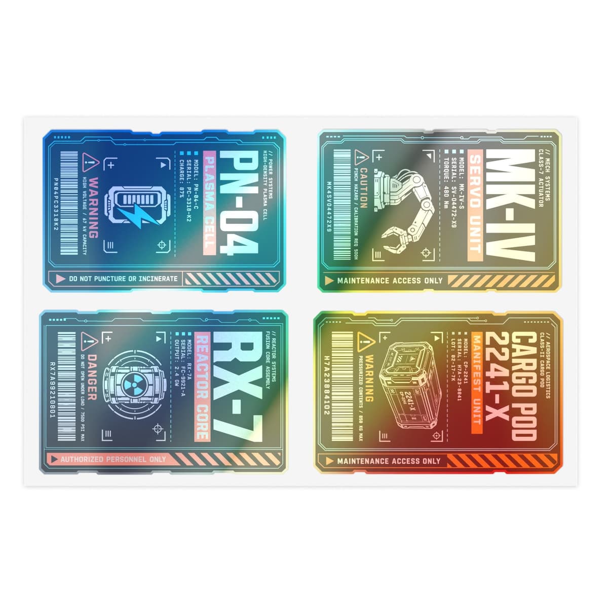Sci-Fi Industrial Decal Sticker Pack | Equipment Tag Sheet