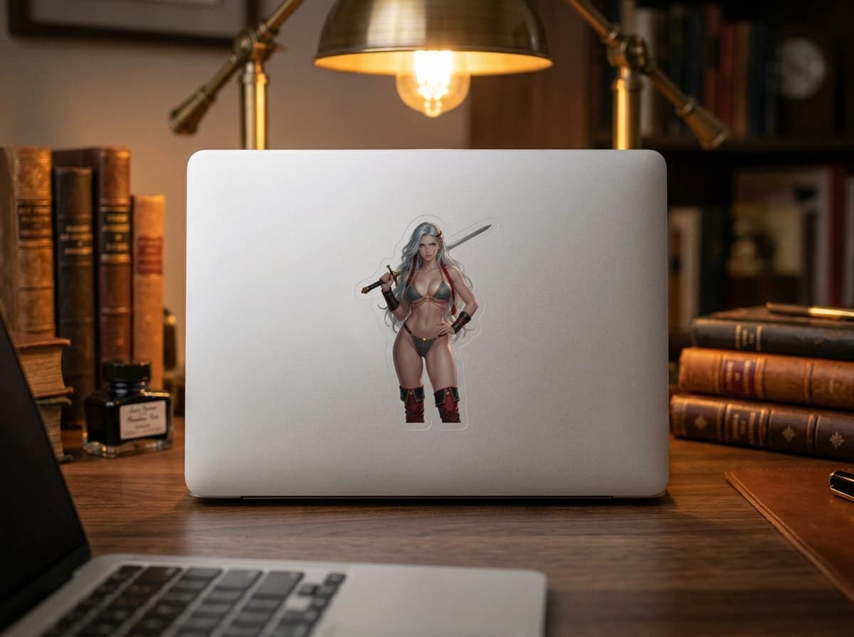 Elara Dual Swords Waifu Sticker | Fantasy Sellsword Anime Vinyl Decal (Kiss Cut)