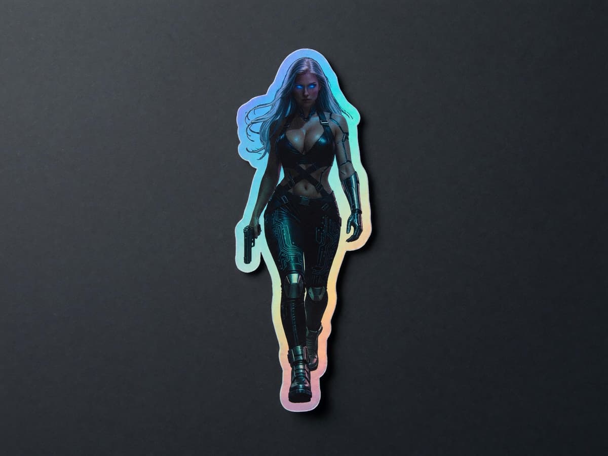 Cyber Operative Holographic Sticker | Sci-Fi Agent Iridescent Vinyl Decal