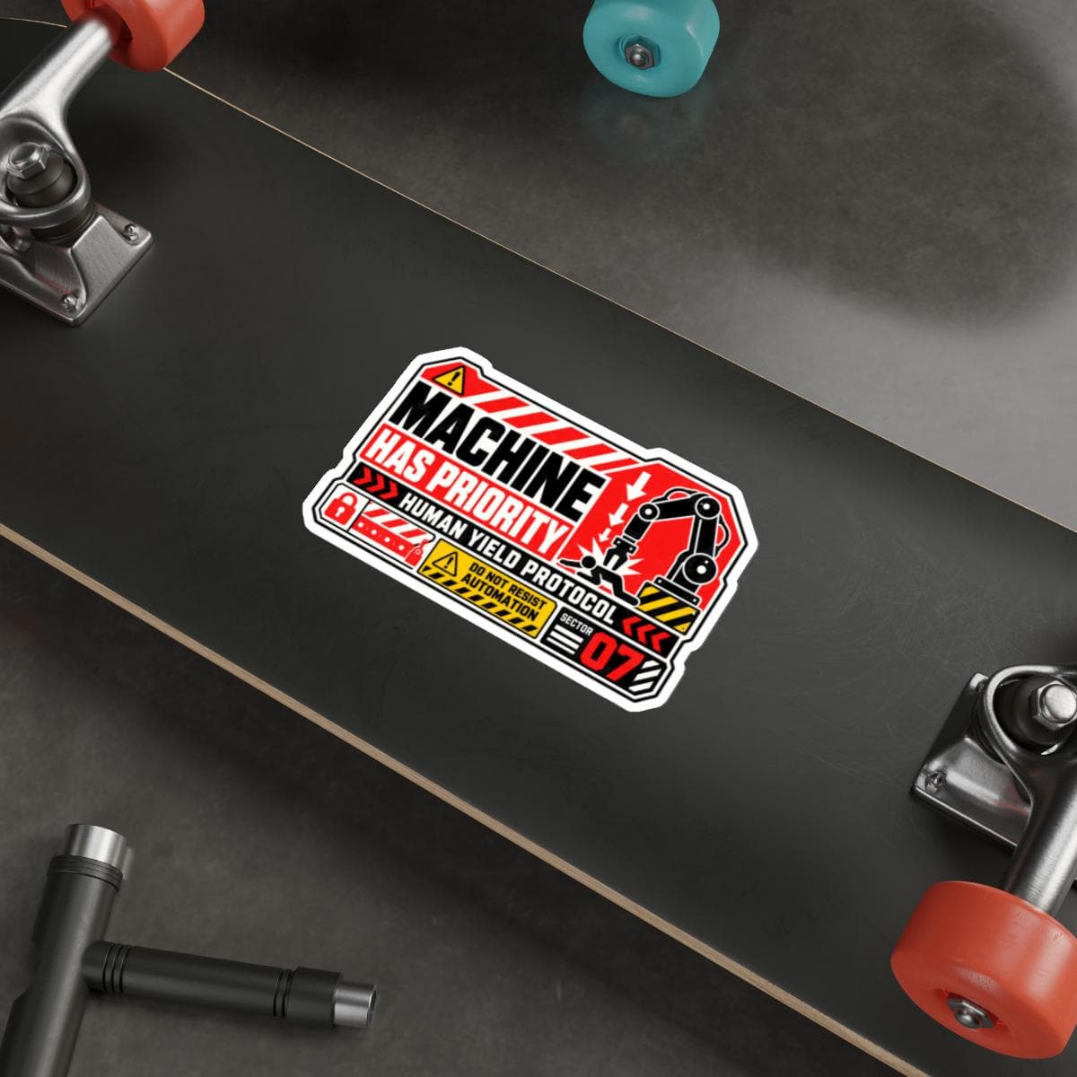 Machine Has Priority Sticker | Robot Warning Vinyl Decal