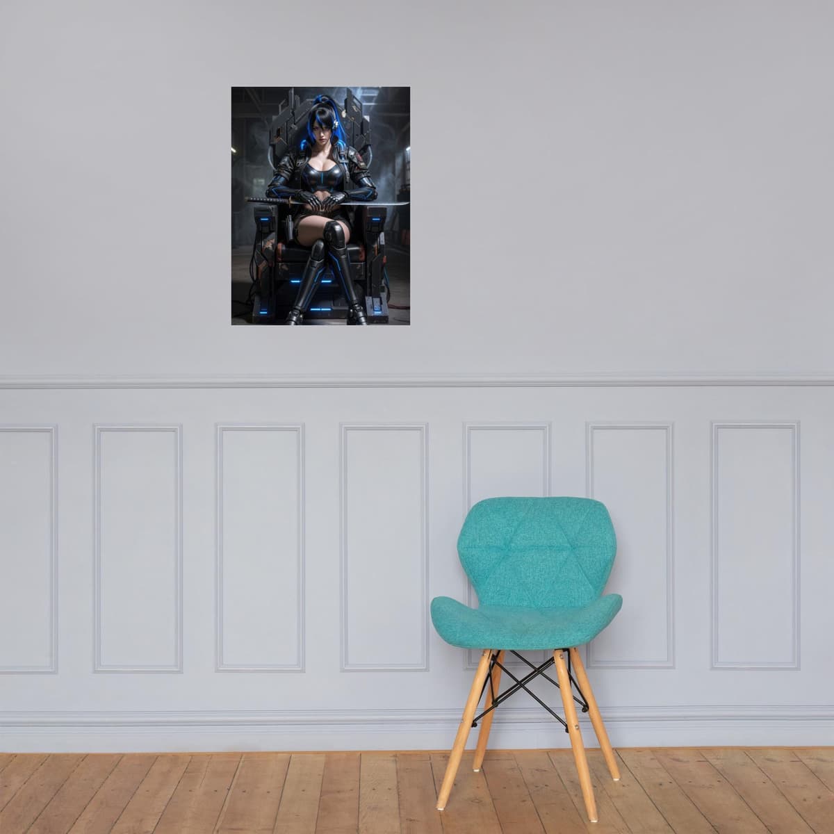 Neon Throne Sci-Fi Pin Up Poster