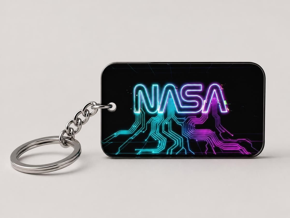 NASA Acrylic Keychain | Neon Circuit Space Charm