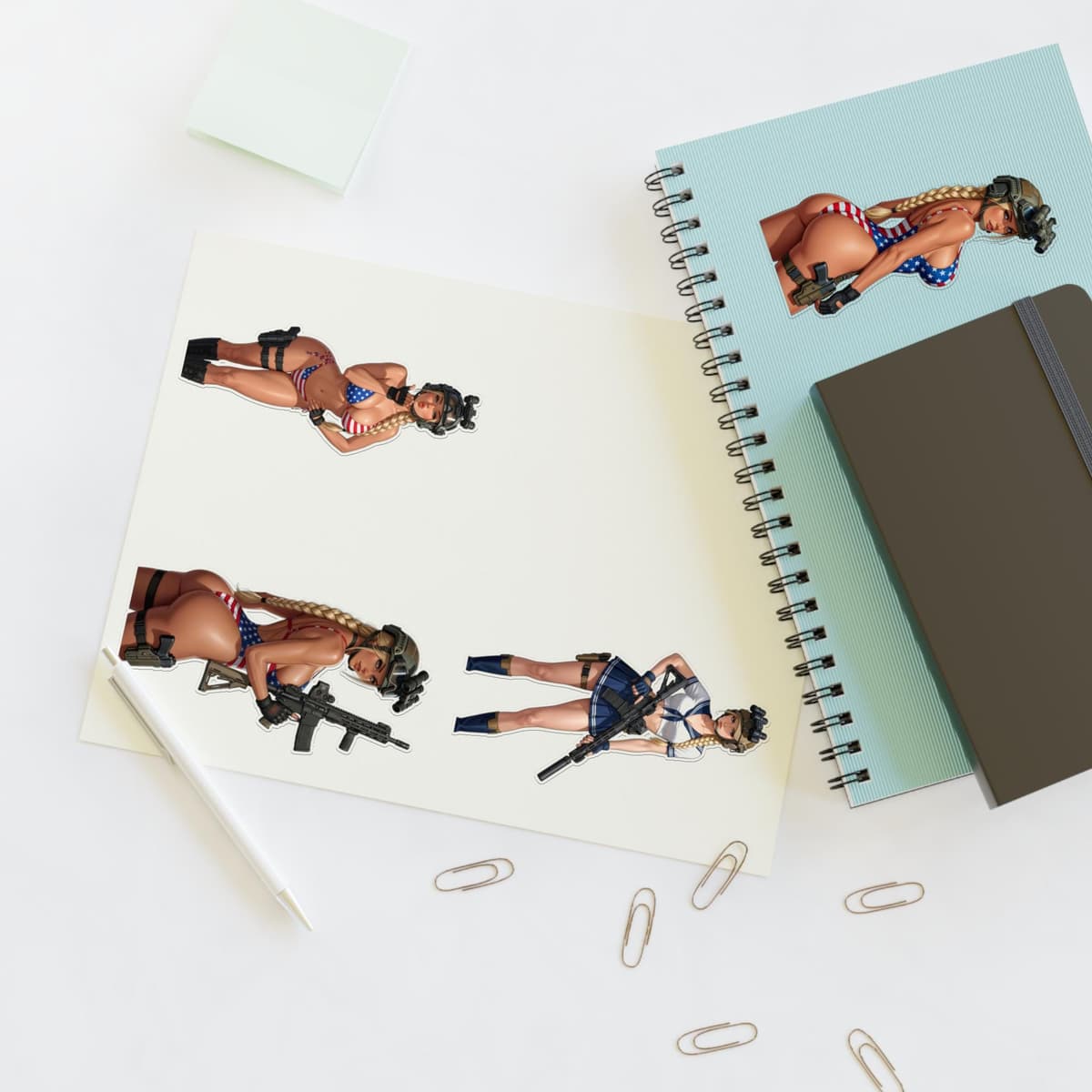 Valkyrie Patriot Holographic Sticker Sheet | Tactical Waifu Vinyl Decal Pack