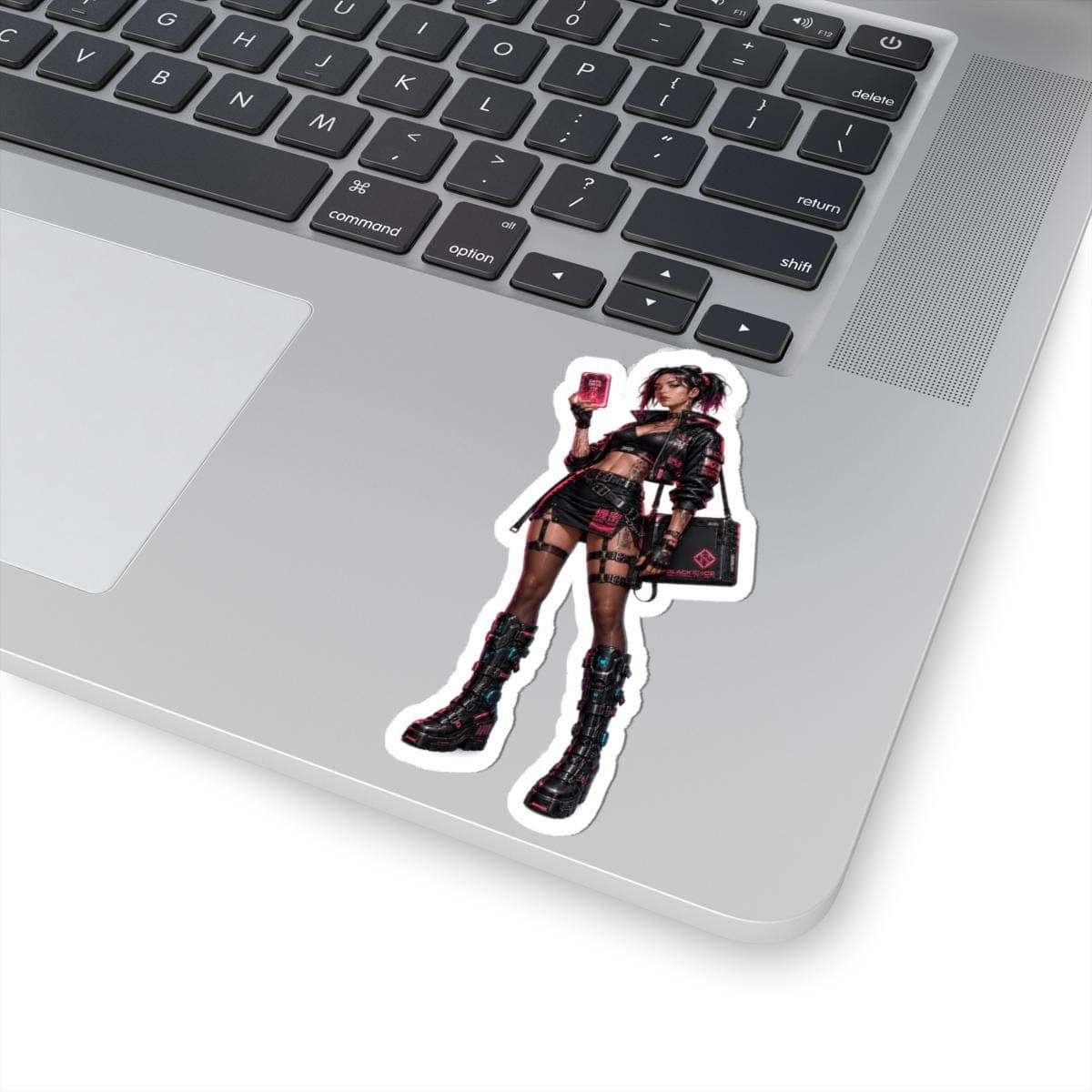 Cyberpunk Data Thief Sticker | Hot Pink Y2K Anime Vinyl Decal