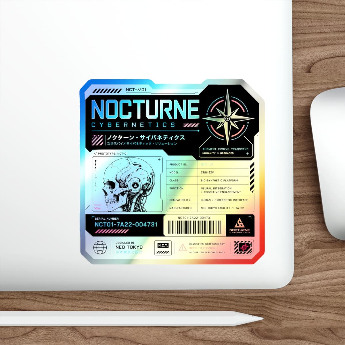 Nocturne Cybernetics Skull Holographic Sticker