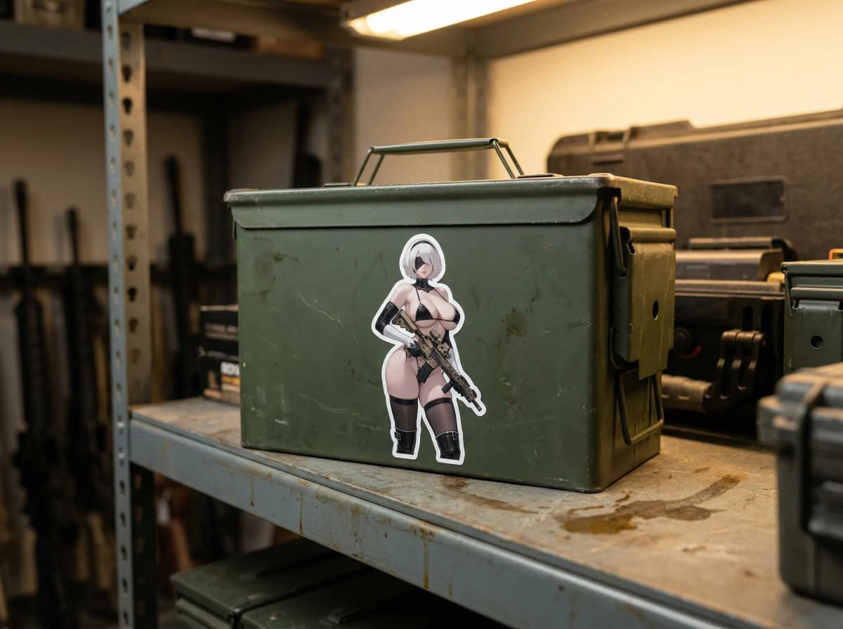 2B AR-15 Anime Pin-Up Sticker | Android Operator Vinyl Decal (Kiss Cut)