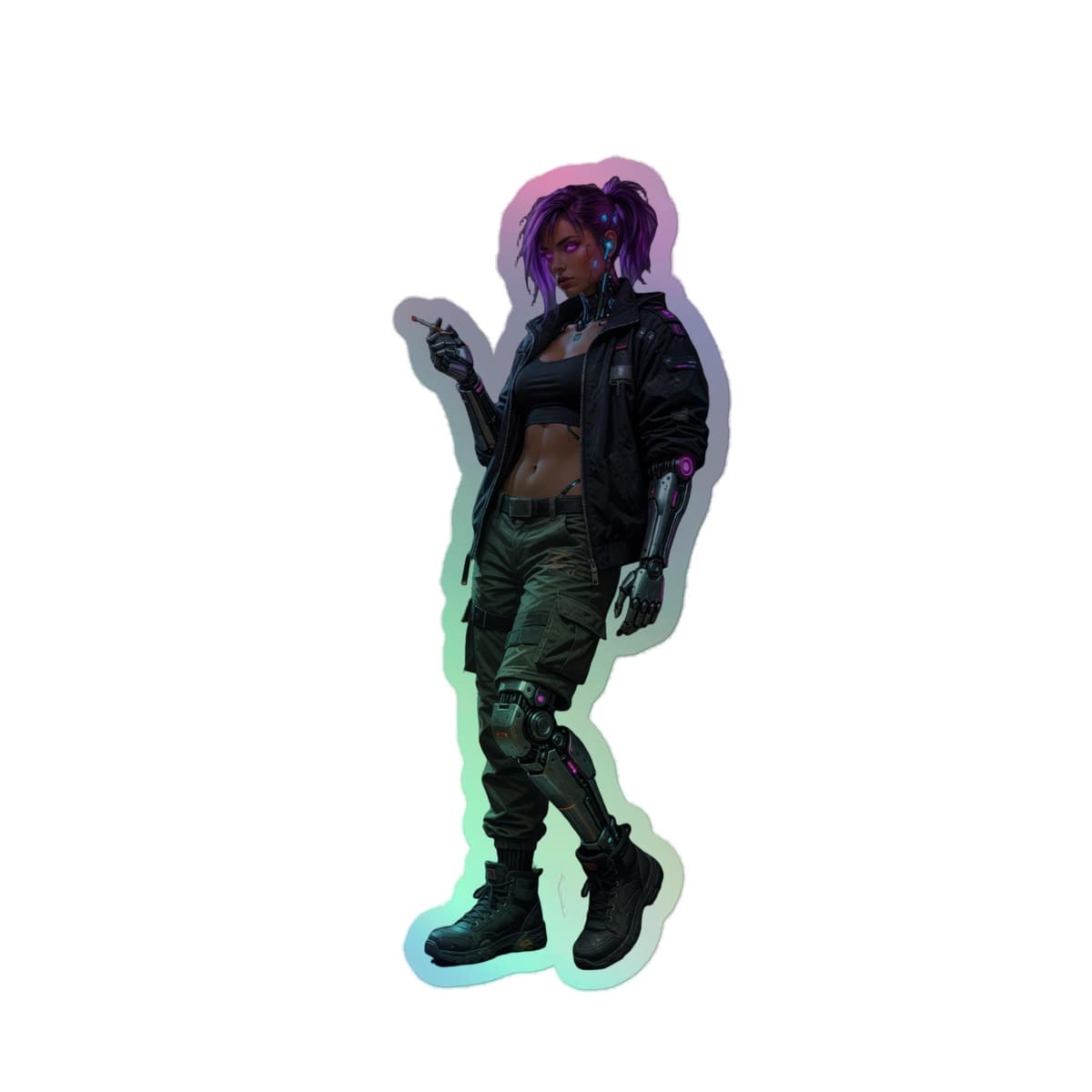 Neon Smoking Holographic stickers