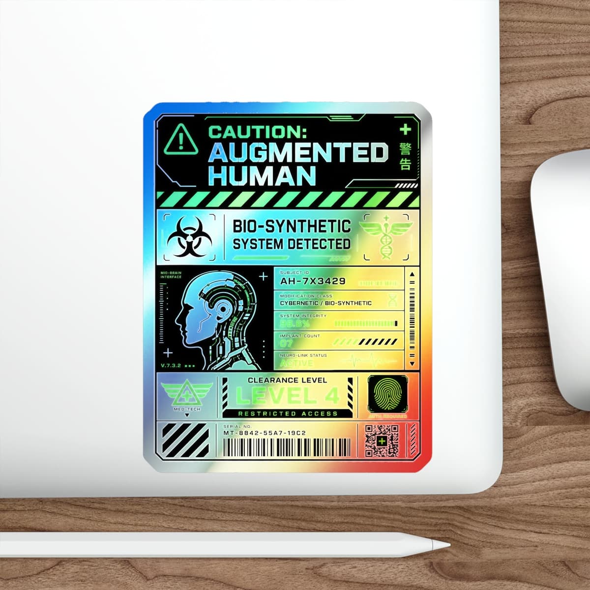 Augmented Human Bio-Synthetic Holographic Sticker