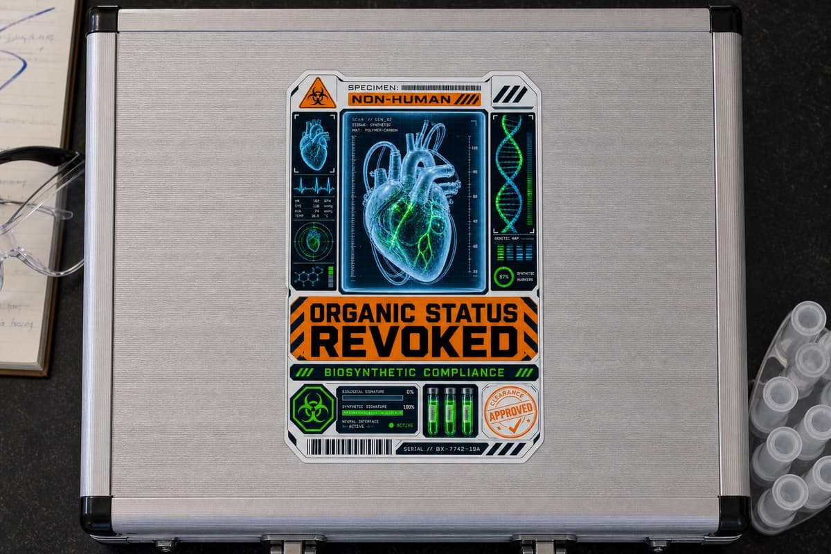 Organic Status Revoked Sticker | Corporate Biotech Vinyl Decal