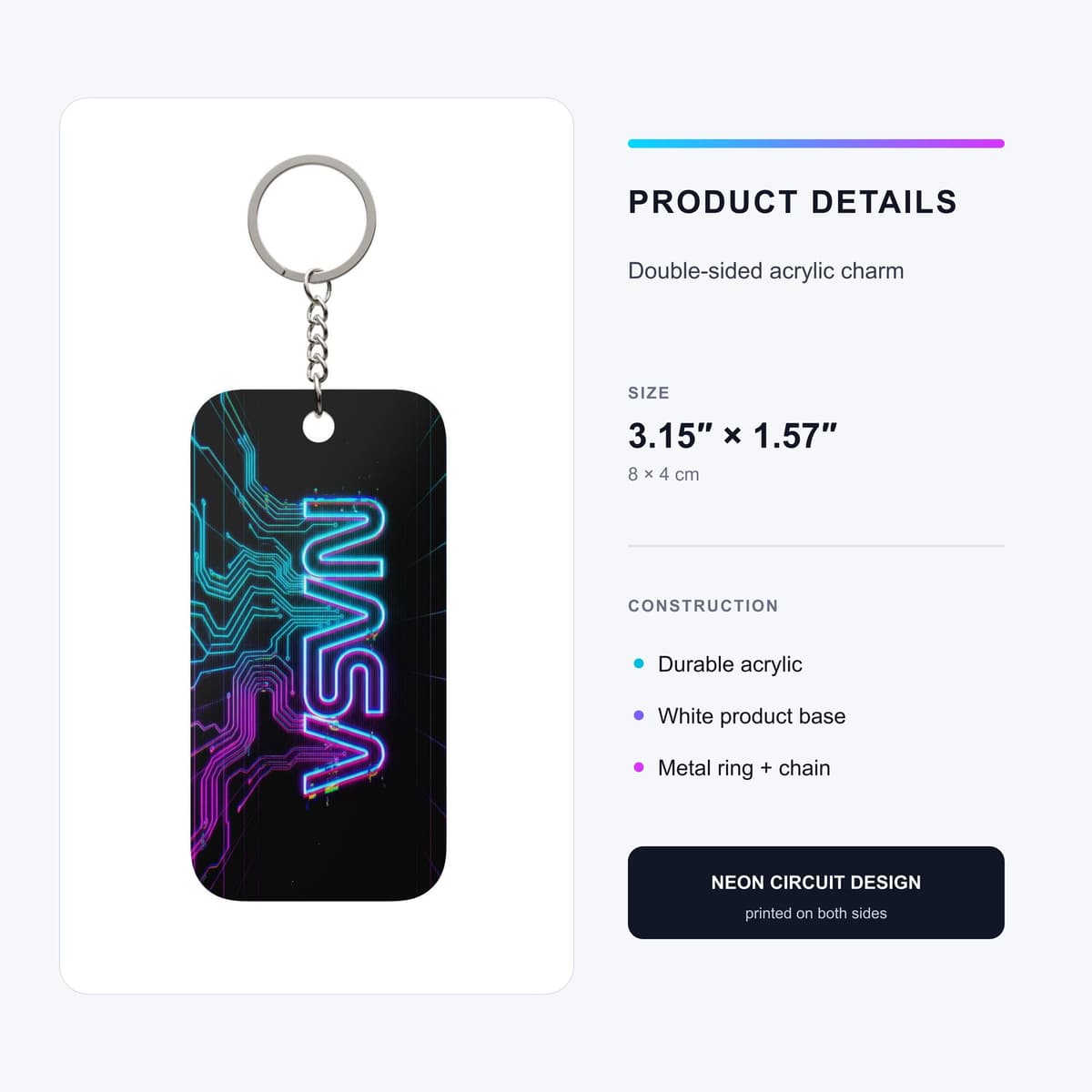 NASA Acrylic Keychain | Neon Circuit Space Charm