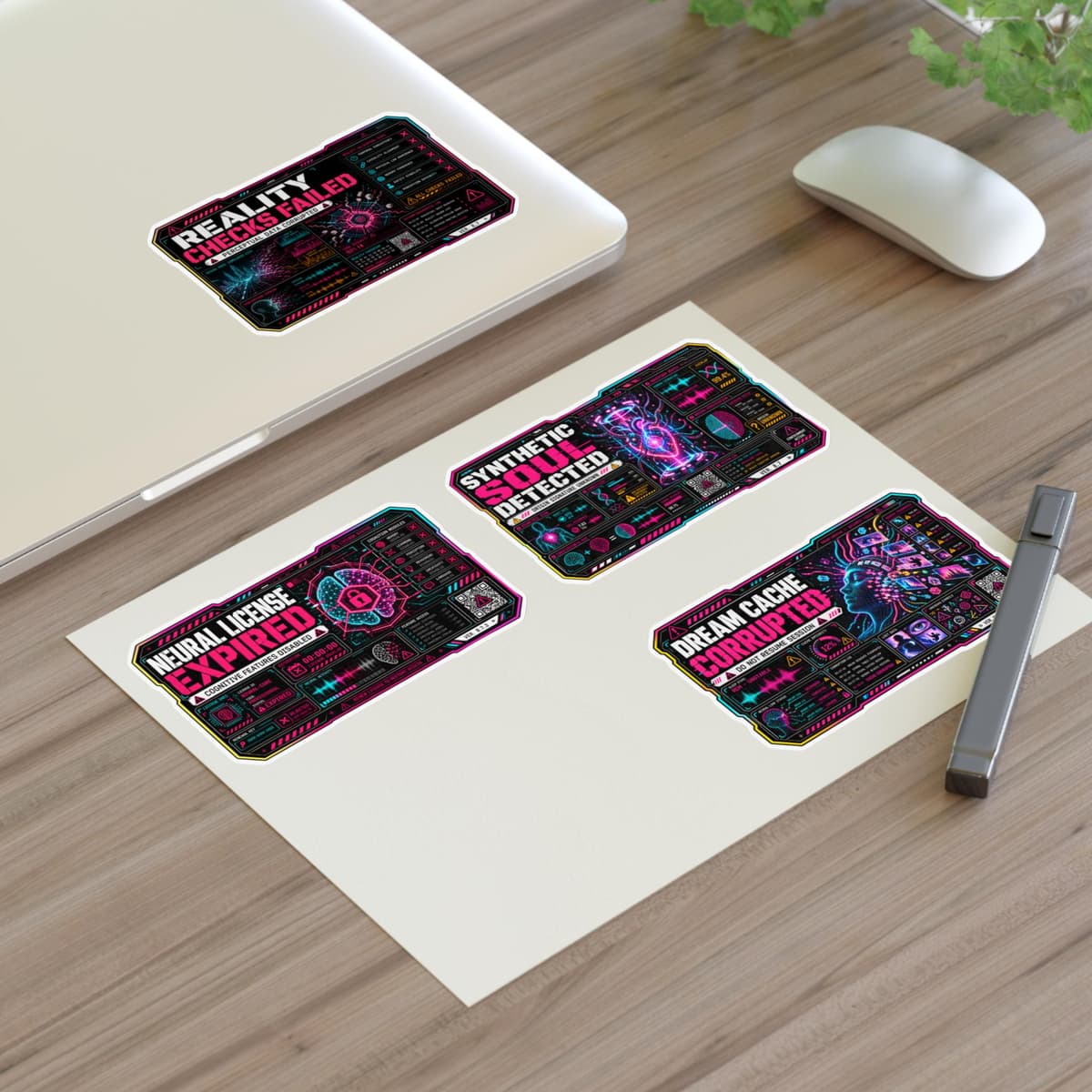 AI System Failure Sticker Pack | Cyberpunk Warning Label Sheet
