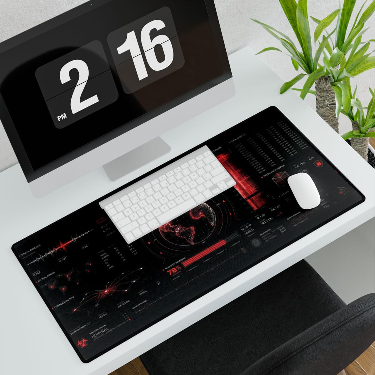 Upload Your Soul Cyberpunk Hacker Desk Mat | Sci-Fi Data Network Gaming Mouse Pad