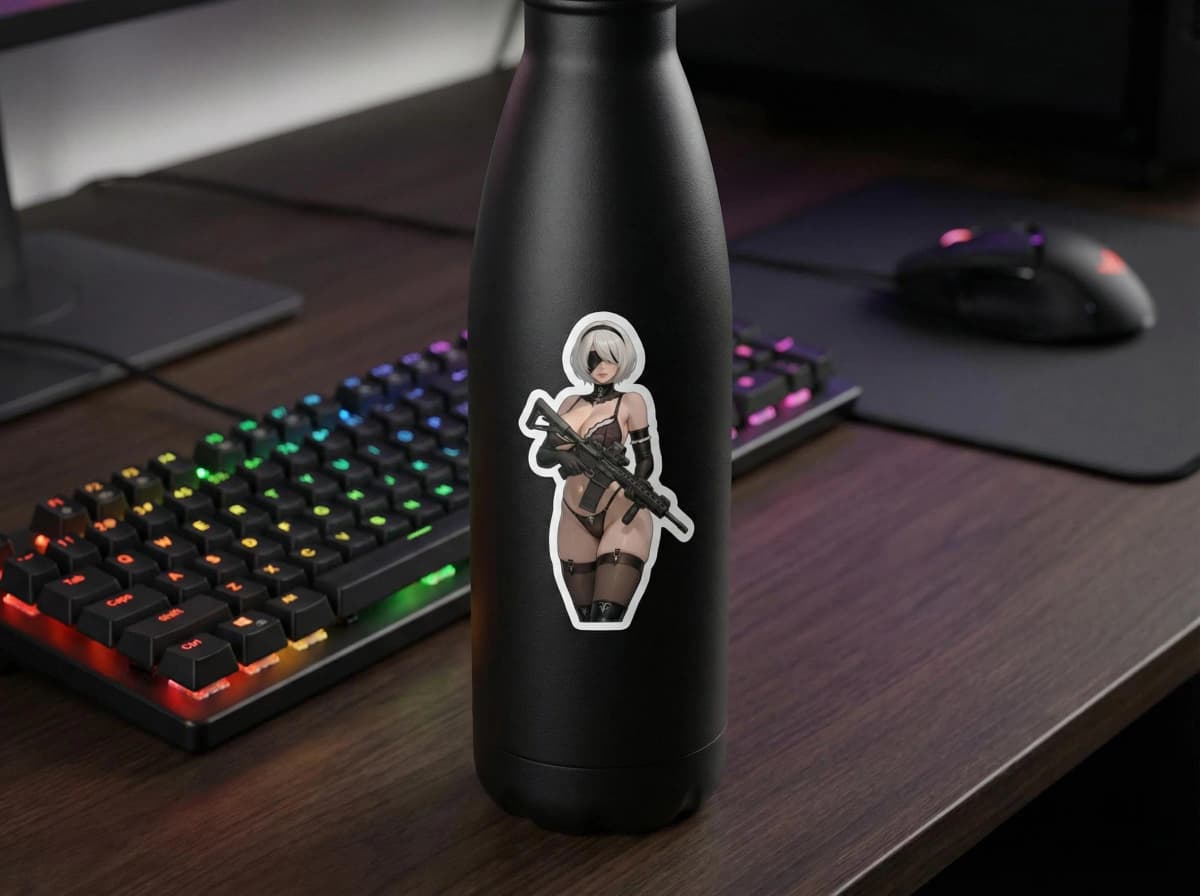 2B AR-15 Pin-Up Sticker | NieR Automata Anime Vinyl Decal (Kiss Cut)