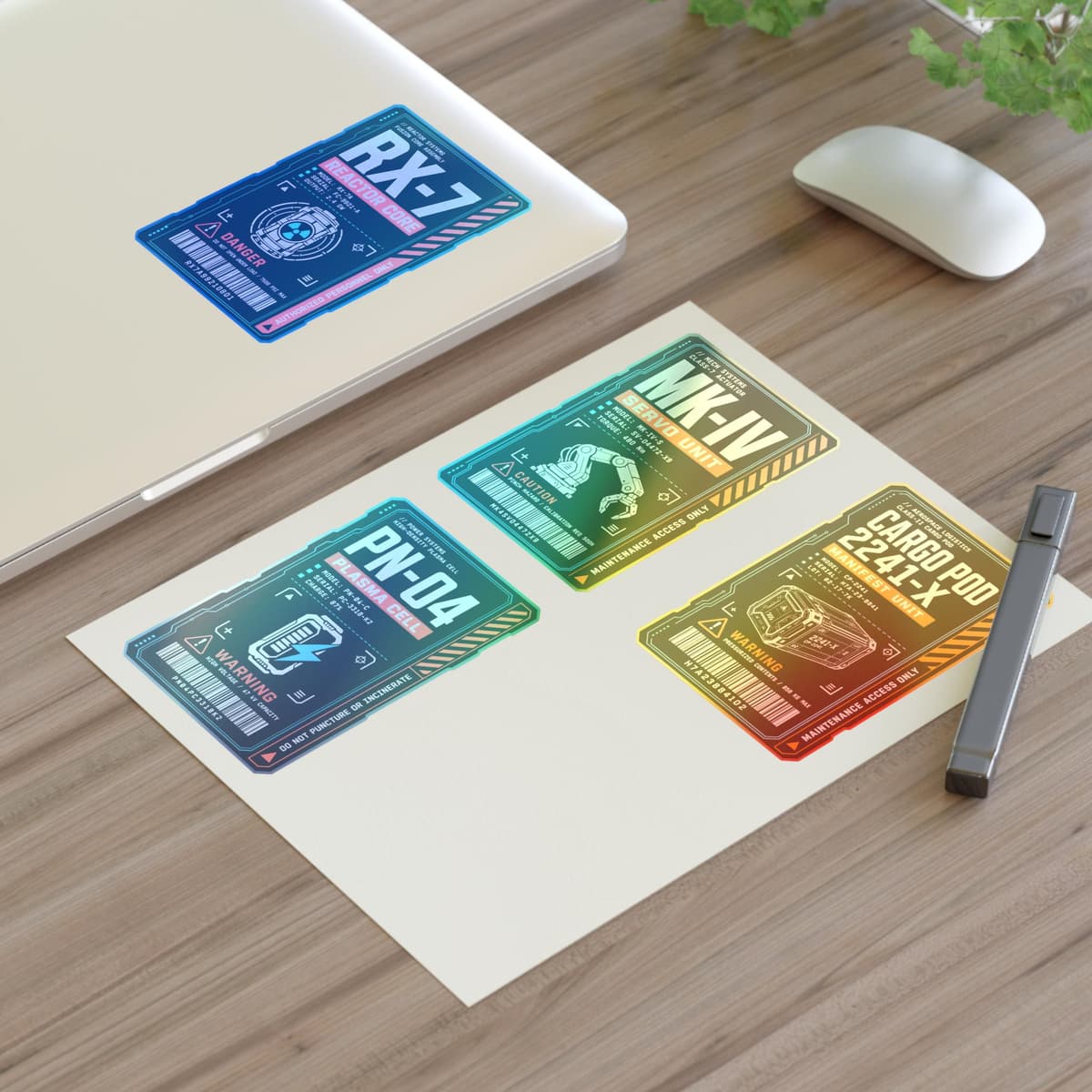 Sci-Fi Industrial Decal Sticker Pack | Equipment Tag Sheet