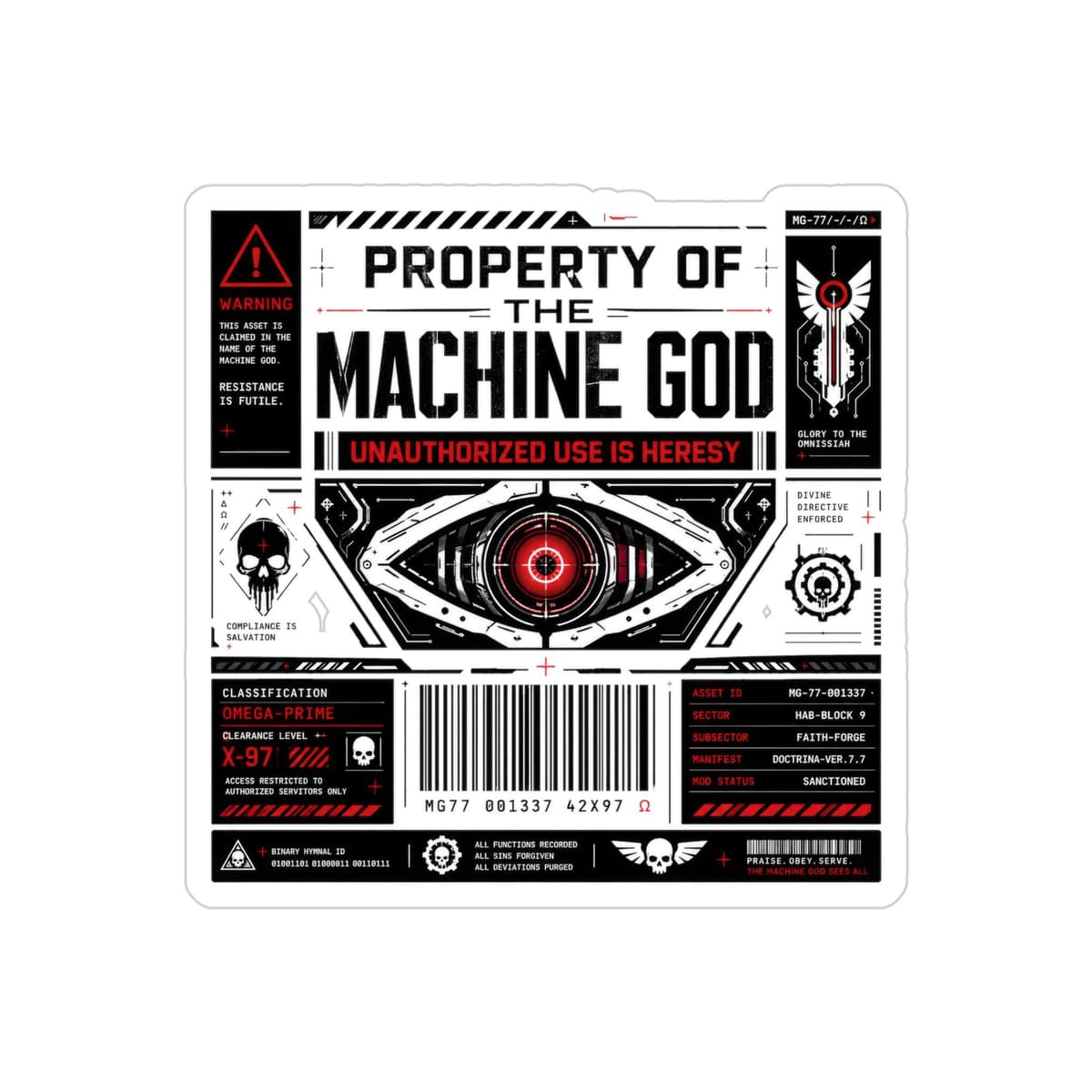 Tech Cult Property Warning Transparent Sticker